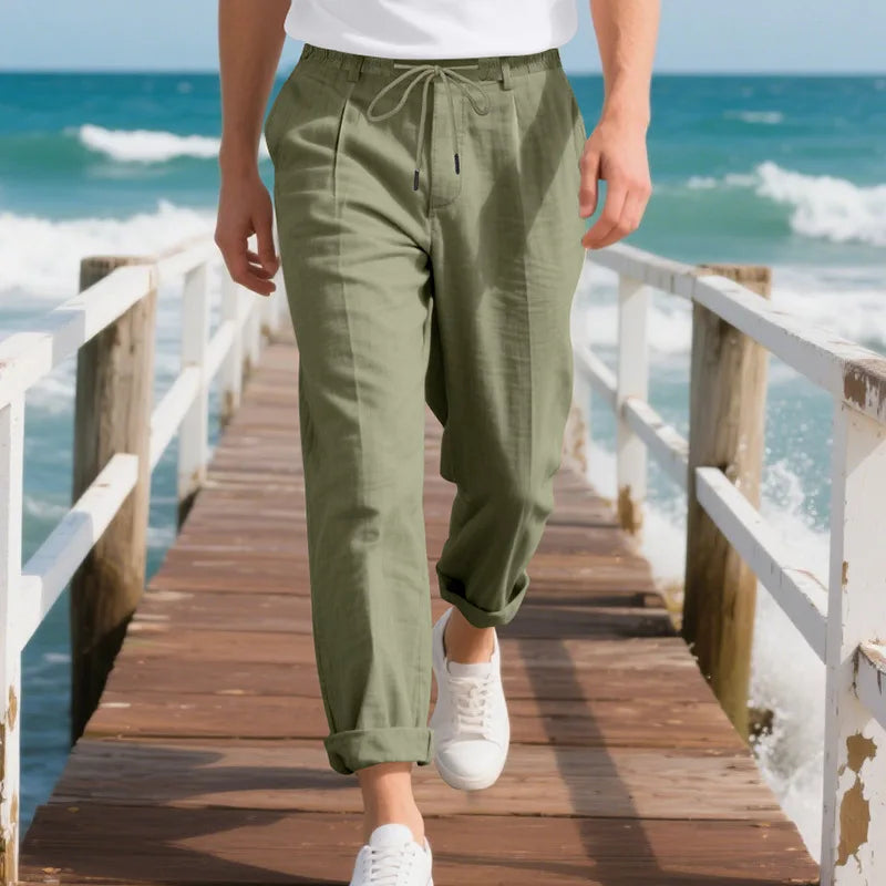 Men's Loose Casual Loose Straight Linen Naples Gurg Breathable Pants Men Clothing Trousers Traf Homme Pantalones Sweatpants