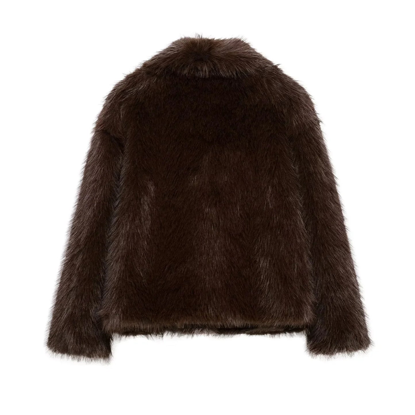 KONDALA 2026 Spring Summer Casual Faux Fur Brown Women Warm Jackets Valentine‘s Day Turn Down Collar Oversized Elegant Coats
