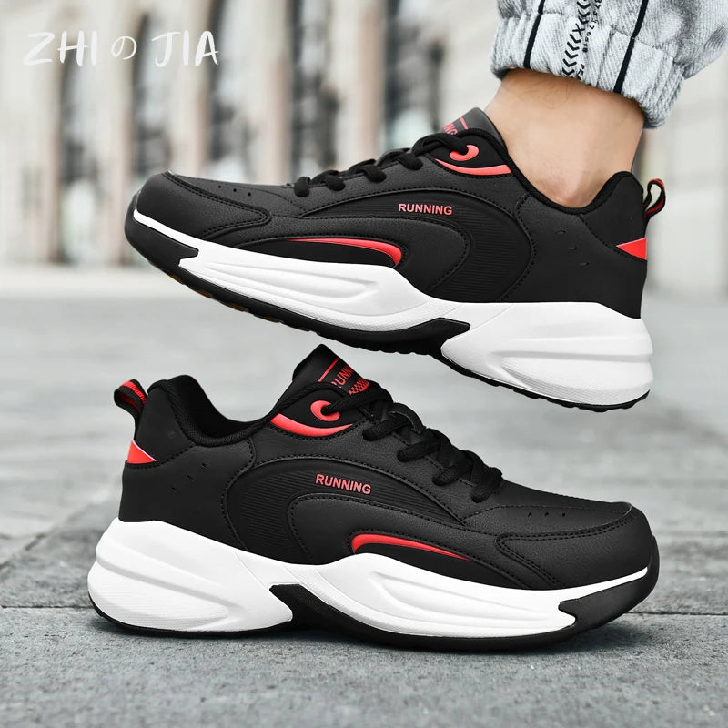 Autumn Winter New Leather Sports Casual Shoes Men's Extra Large Lightweight Comfortable Running Footwear Outdoor Fitness Shoes - CRAVO ROSE