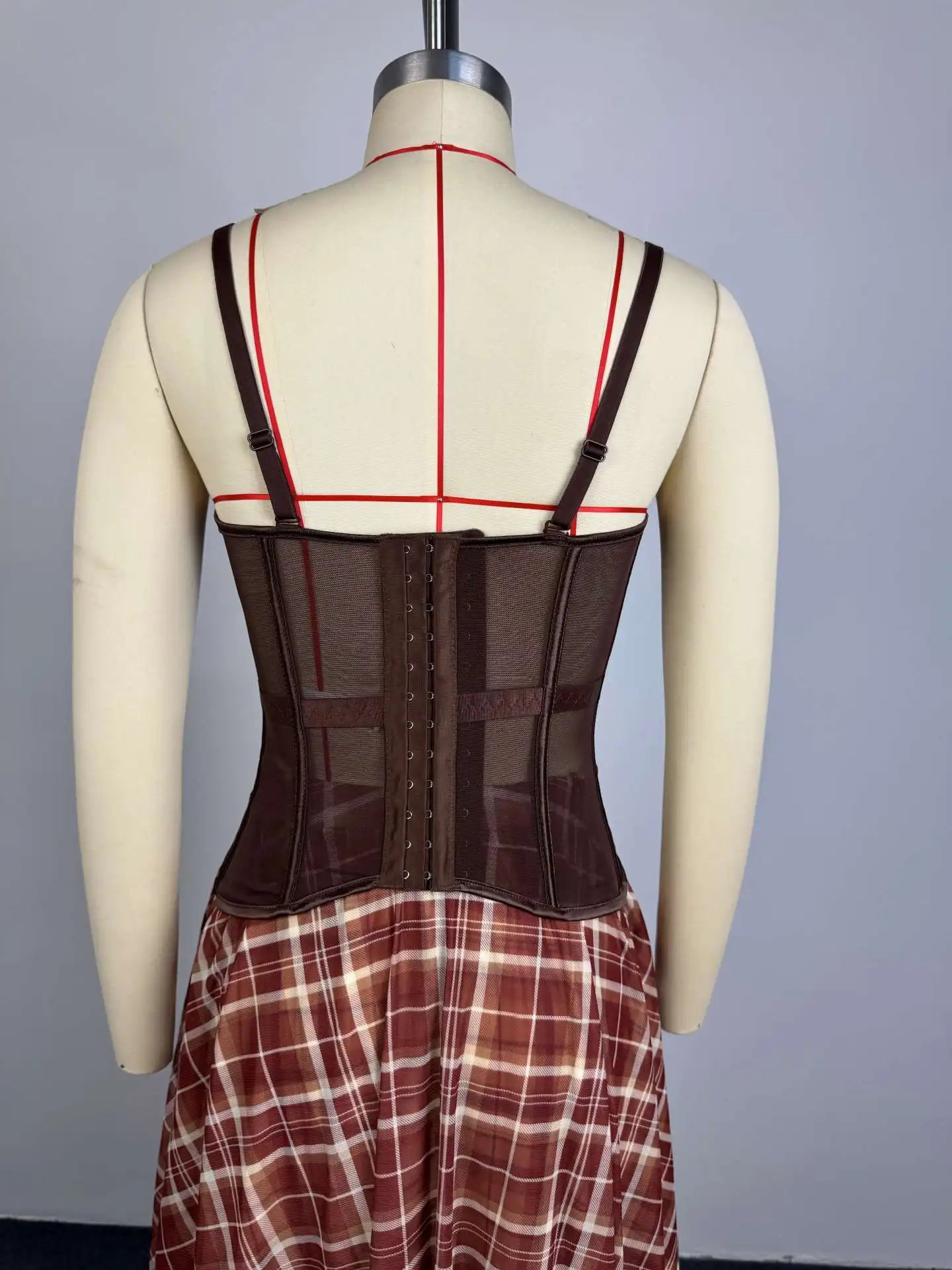 Women's Retro Plaid Slimming Two-Piece Set High Waist Irregular Half Skirt Summer New Style Suit