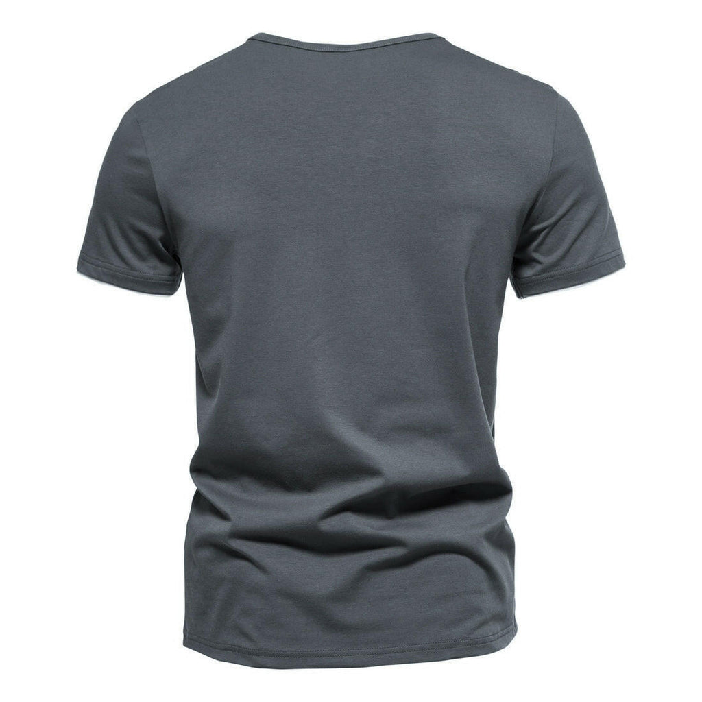 Mens Short Sleeve Henley Shirts Casual Cotton Slim Fit Basic Summer V Neck T-Shirt