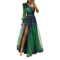 Cocktail Party Dress Elegant One Shoulder Evening Gown with 3d Flower Decor Pleated Mesh Detail Women's Banquet for Special