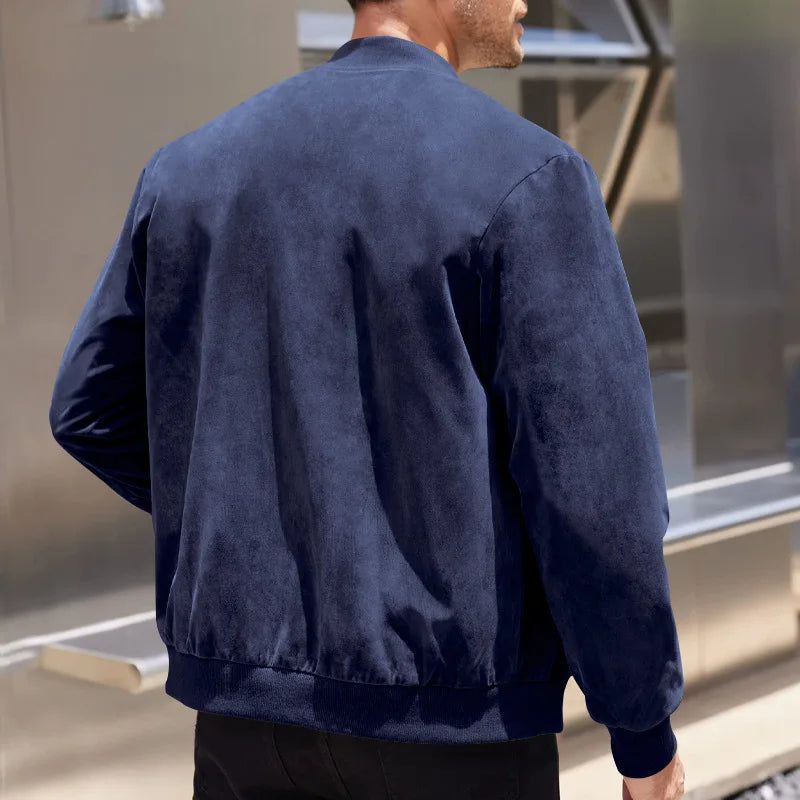 New Autumn Pilot Bomber Jacket for Men's Casual Plus Size Suede Zipper Stand Up Collar Top Traf Jacket Coats Men Clothing