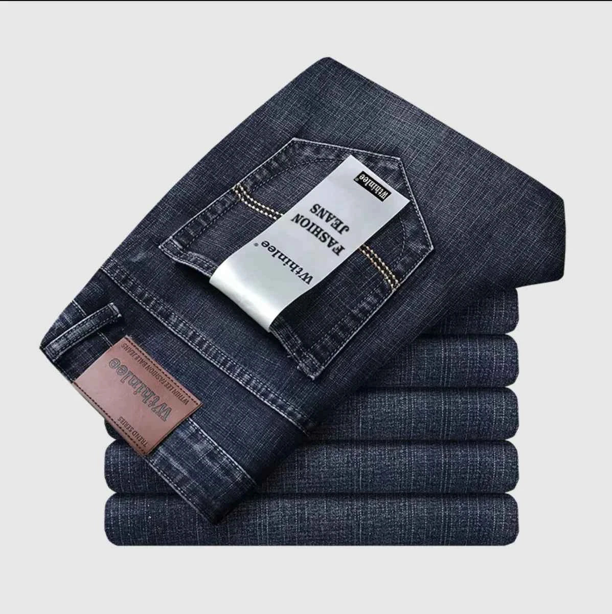 2026 New Business Men's Jeans Casual Straight Stretch Fashion Classic Blue Black Work Denim Pant Trousers Male  Clothing
