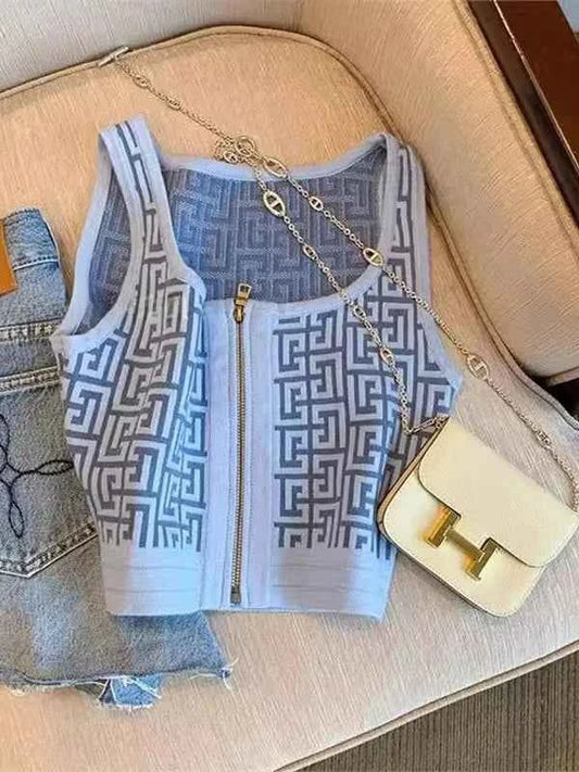 Stunning Knitted Crop Top Women's Sleeveless Tight Fit Short Style Summer Inner Wear Outer Wear Base Layer Hot Girl Vest