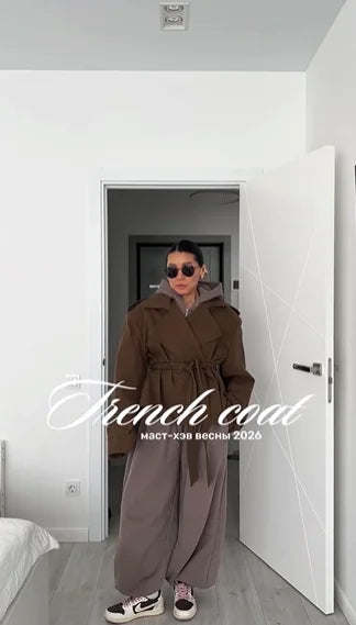 Women Lapel V-neck Belt Trench Coat Fashion Lace Up Full Sleeve Button Short Thin Windbreak 2025 New Lady Daily Street Outerwear