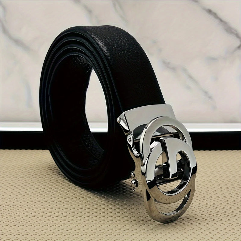 Cinto masculino com fivela automática de liga de metal, padrão de corpo de cinto luxuoso e moderno, design de marca