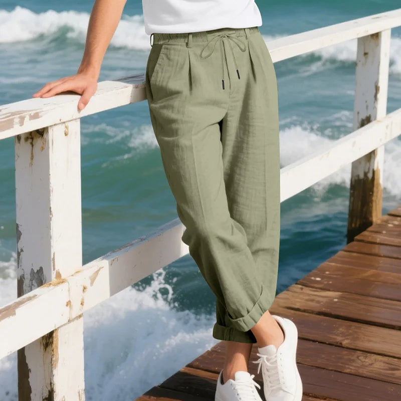 Men's Loose Casual Loose Straight Linen Naples Gurg Breathable Pants Men Clothing Trousers Traf Homme Pantalones Sweatpants