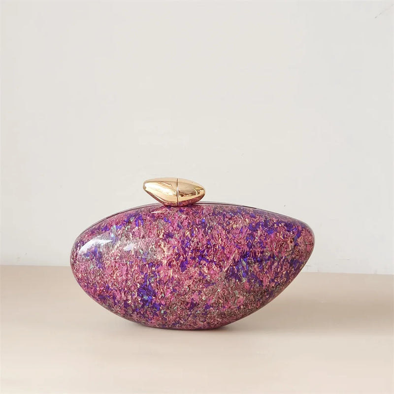 Shell Brand Pearl Brown Marble Acrylic Box Clutches Evening Bag Wedding Party  Female Mini Purse Evening Female Bridal Handbag