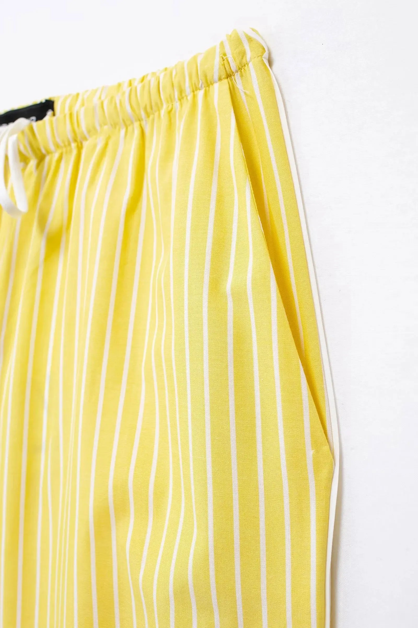 TRAFZA Blusa Listrada Amarela Feminina Calça Terno Camisa Solta Manga Longa Calças com Cordão