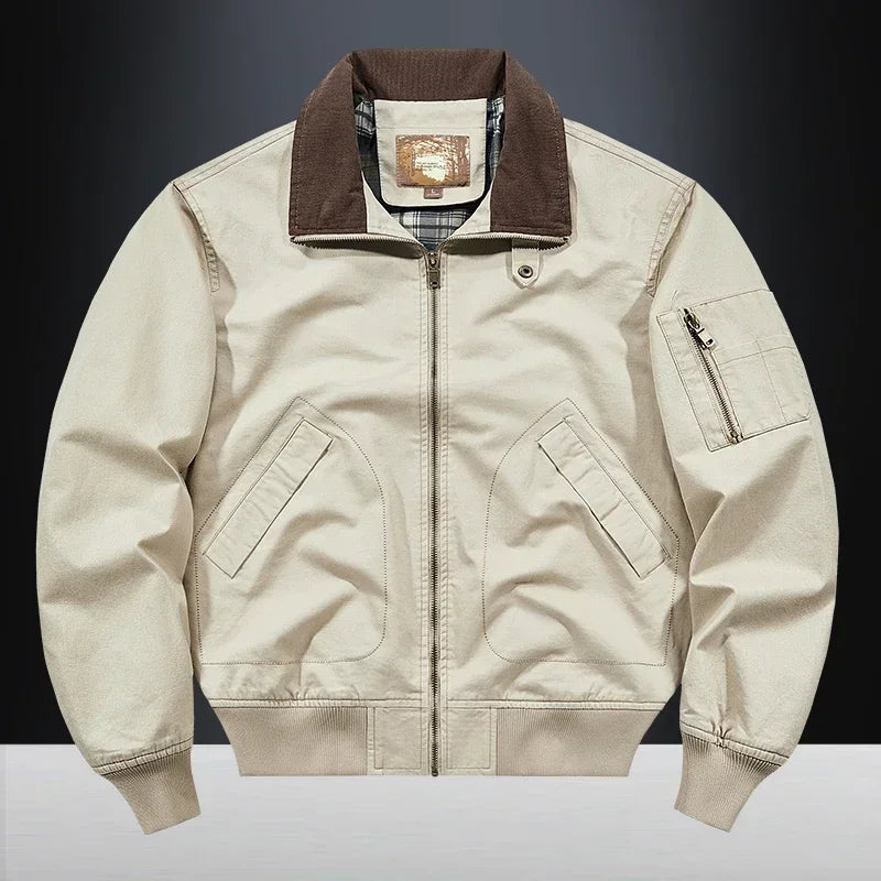 LIBIELIY   TRAF 2025 Spring And Autumn Men's Wash Jacket Comfortable Multi-Pocket Cotton Stand Collar Cargo Jacket Men's