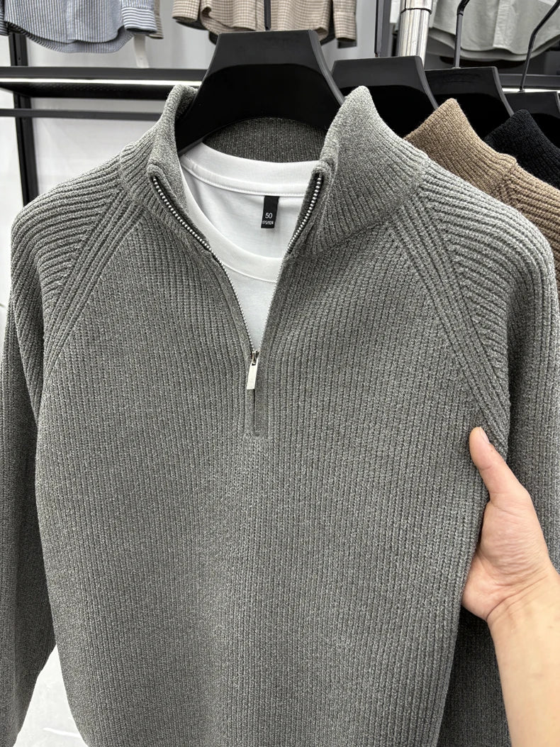 Men's Sweater Half Zipper Winter Thick Korean Edition Casual Loose Stand Up Collar Undercover