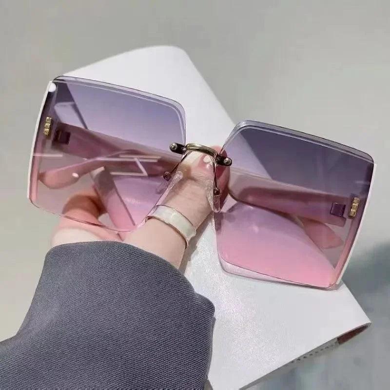 New Vintage Square Sunglasses Woman Classic Retro Gradient Mirror Frameless Sun Glasses Female Fashion Rimless Oculos De Sol - CRAVO ROSE