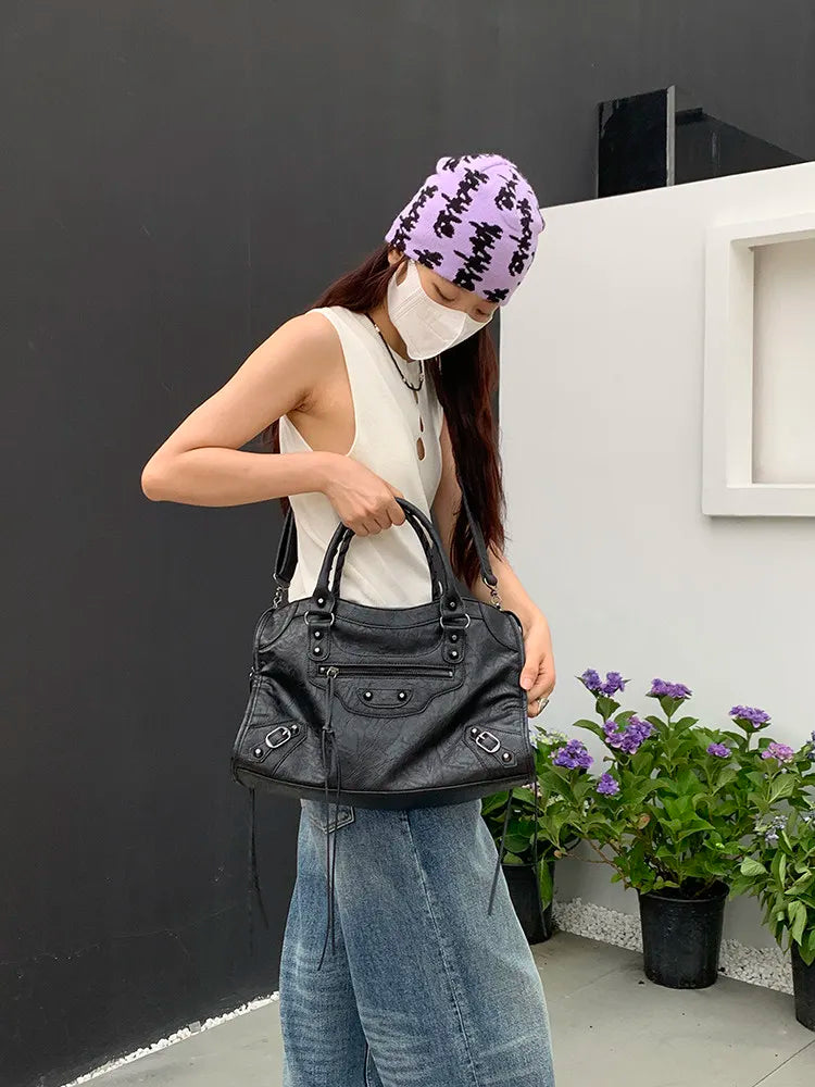 City Motorcycle Shoulder Bag Tote Bag for Women Luxury Designer 2026 Autumn and Winter handbag crossbody Large Capacity