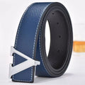 Temperamento Cinto Masculino de Negócios com Letras de Metal e Botão Versátil Decorativo Jeans Vestido Cinto Masculino de Negócios