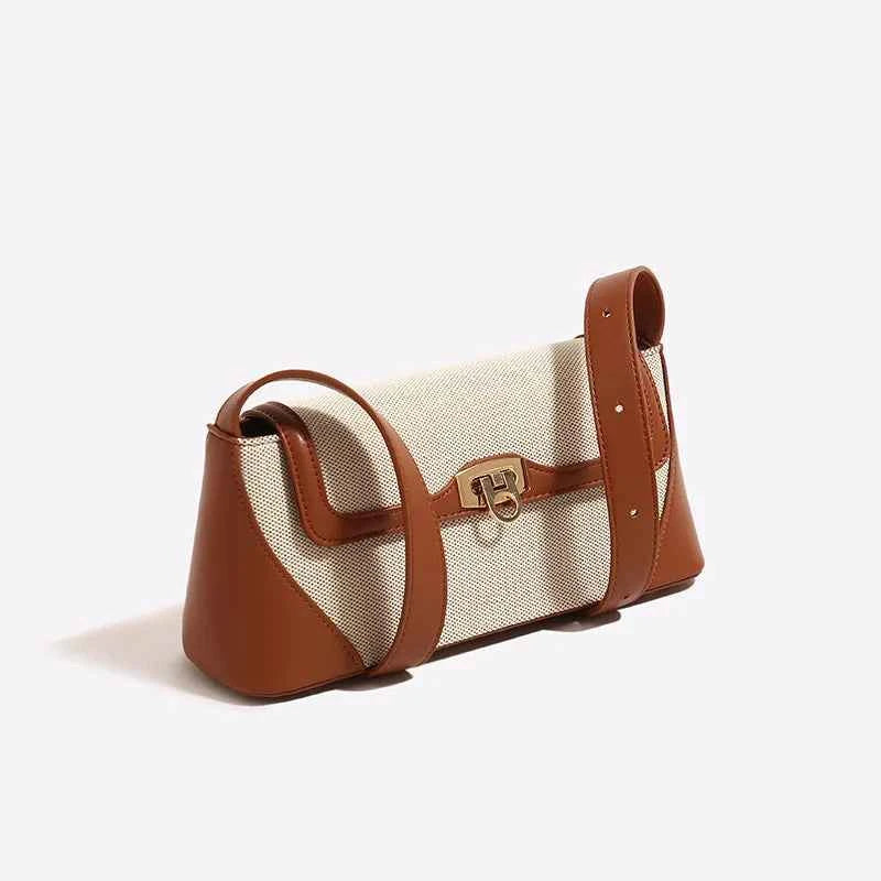 Nichedesign Color Block French Bread Underarm Women's Shoulder Bag New 2025 High-End Feel French Light Luxury Crossbody Bag