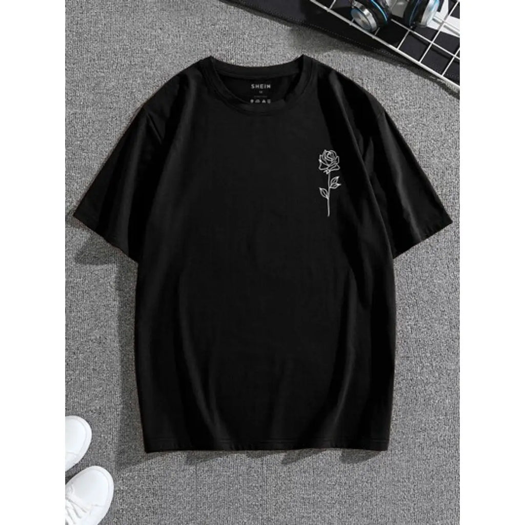 Men's T-shirt White Flowers streetwear style hip hop fashion Men