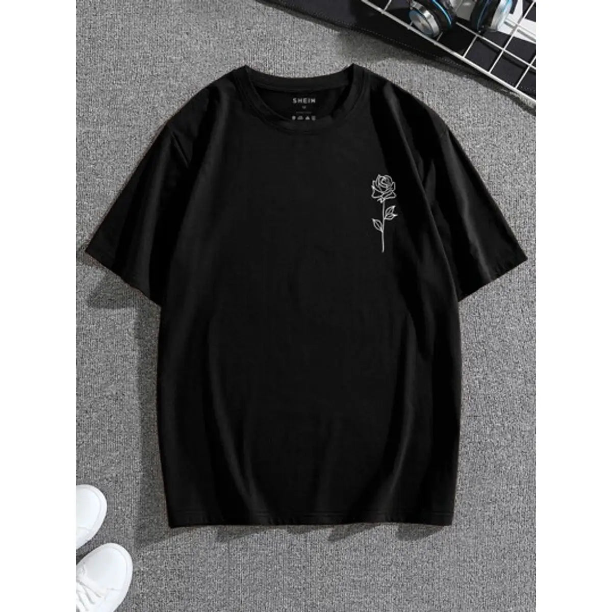 Men's T-shirt White Flowers streetwear style hip hop fashion Men