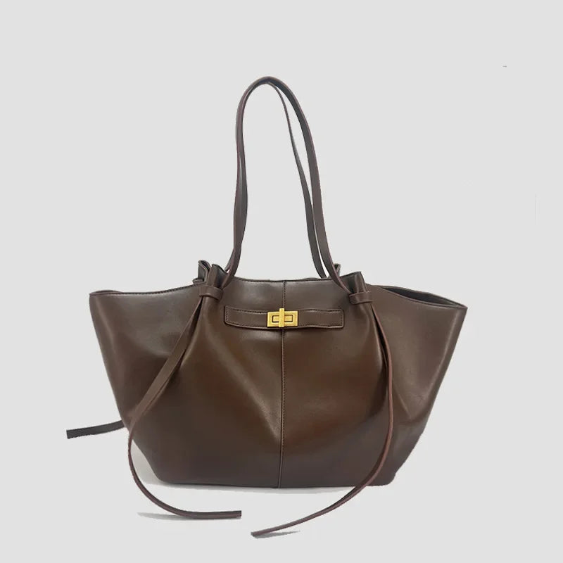 2026 Women's Summer Large Capacity Commuter Tote Bag Female Korean Fashion Luxury Pu Leather Handbags Chic Trend Underarm Bag