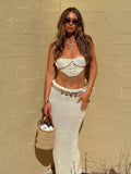 Sexy Knit Crop Tops Skirt Sets Women Sleeveless Backless Sling Tank Long Hip Package Skirts 2025 Holiday Beach 2 Piece Set Lady