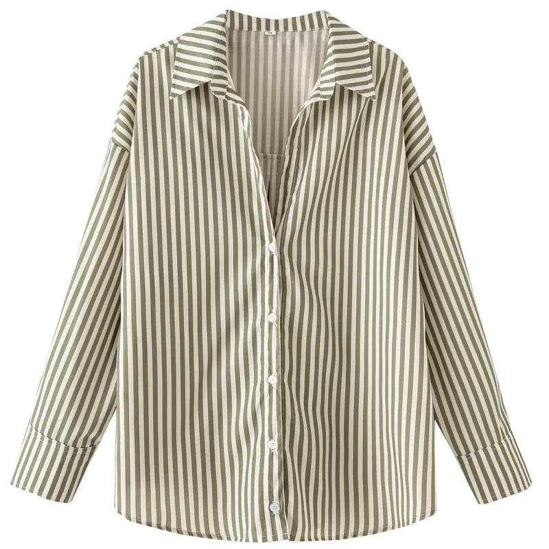 HXAO Woman 2025 Oversized Shirts & Blouses Spring Summer 2025 Woman Elegant Button Up Long Sleeve Blouses Fashion Plus Size Tops