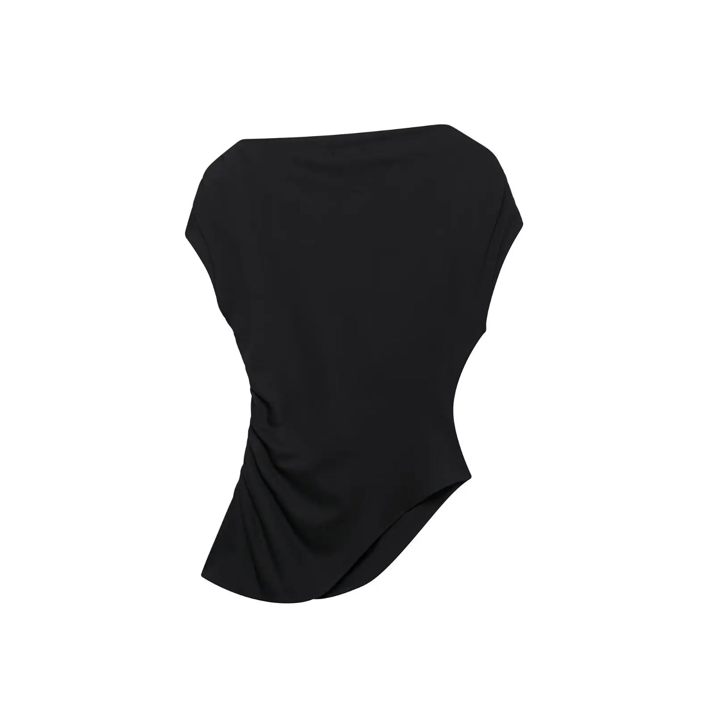 Nlzgmsj  2025 Summer Women's Ruched Asymmetric Crop Tops Women Casual Sleeveless Streetwear Short Tops
