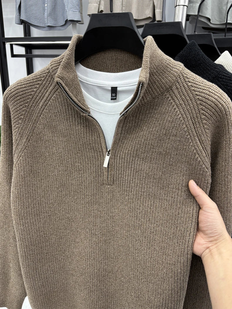 Men's Sweater Half Zipper Winter Thick Korean Edition Casual Loose Stand Up Collar Undercover