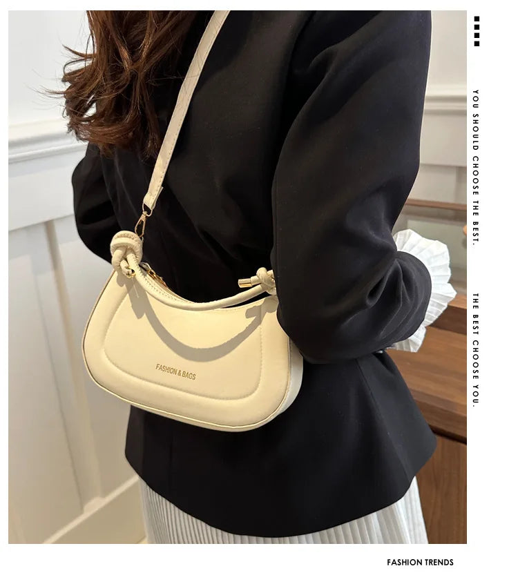 Bolsa de Luxo Francesa para Mulheres – Cor Sólida, Textura Sofisticada e Versátil (Modelo de Ombro)