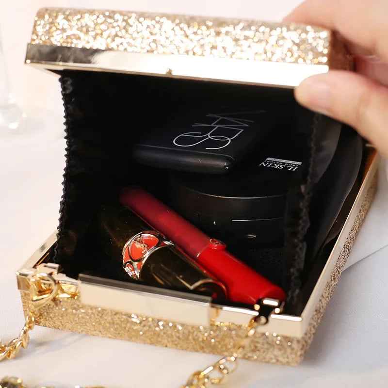 Bolsas pequenas de diamante, carteiras de banquete de corrente brilho
