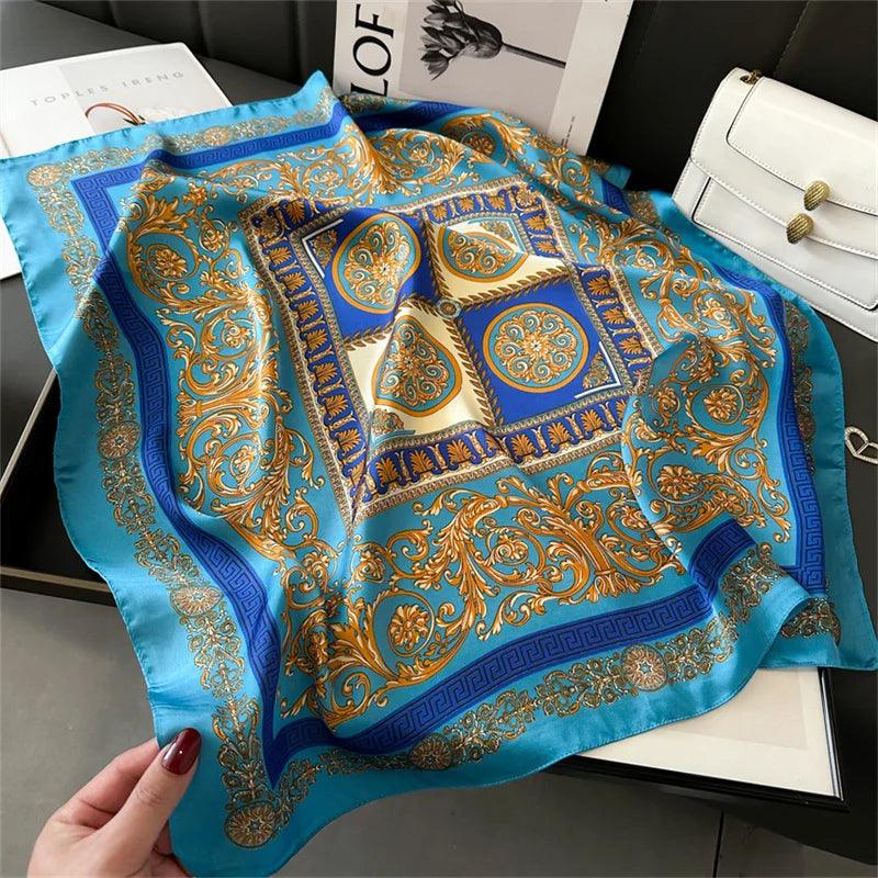 2024 New Fashion 70X70cmPrinted Women's Scarf Pashmina Silk Scarf Square Shawl Decorative Headband Neck Luxury Design Bandana - CRAVO ROSE