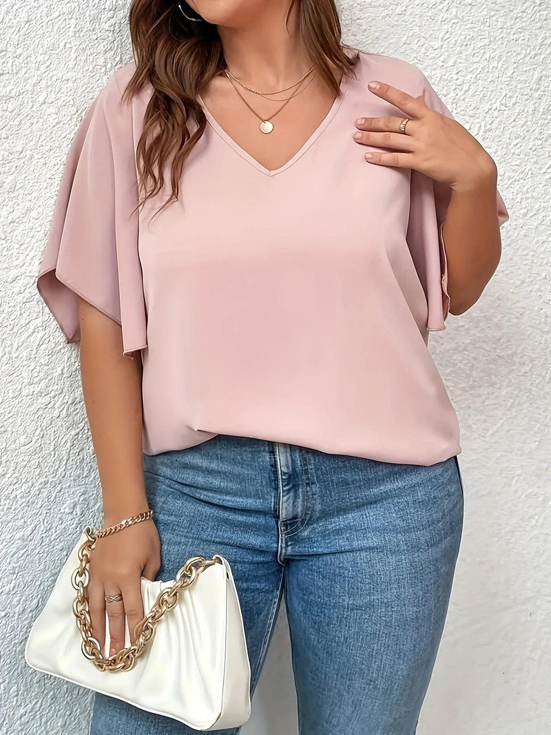 Camiseta feminina plus size simples e elegante que interpreta a moda com simplicidade e mostra seu charme elegante - CRAVO ROSE