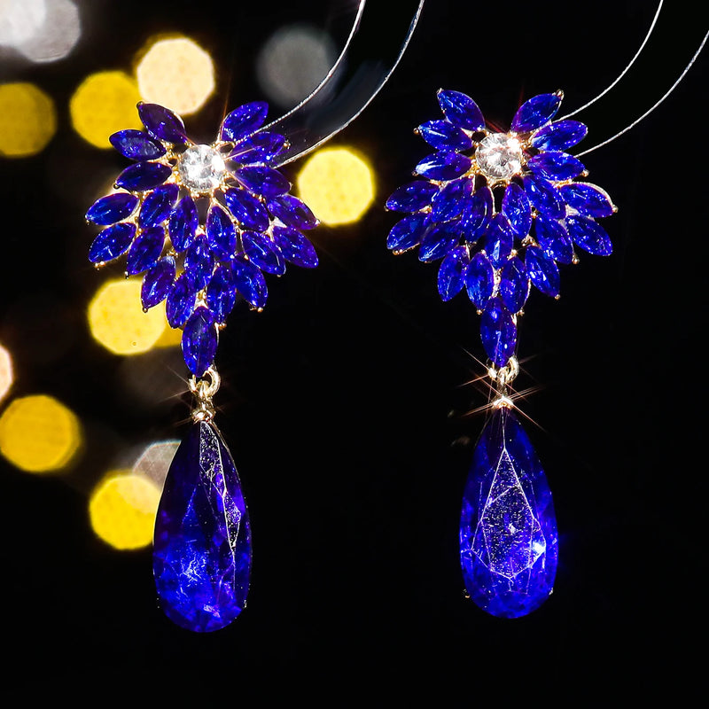 Design sense of personality exquisite colorful full of diamonds drop earrings fashion light luxury temperament match earrings