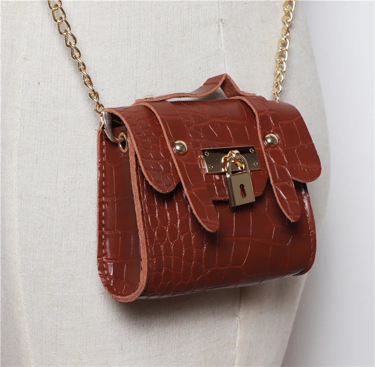 Korean version concave ins crocodile pattern mini small fanny pack removable belt chain diagonal span women's bag