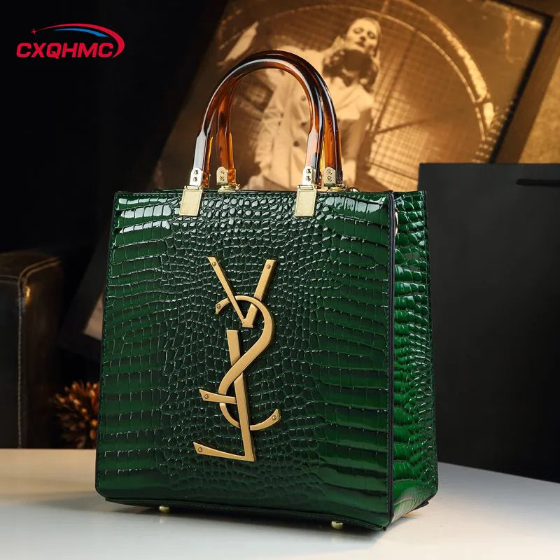 Genuine Leather Women Handbags Alligator Pattern Large Capacity Tote Bag Fashion Mother Bag 2025 New All-match Portable Bags