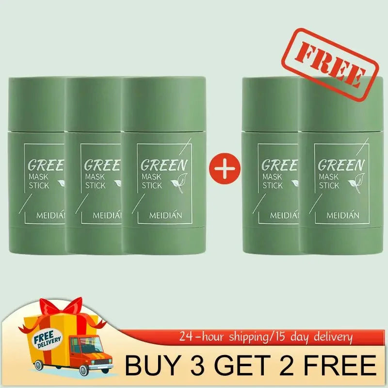 Máscara Facial Original Removedora de Cravos e Chá Verde Sólida, Trata Acne, Manchas e Pontos Pretos, Creme em Bastão para Limpeza, Diminui Poros e Cuidados com a Pele