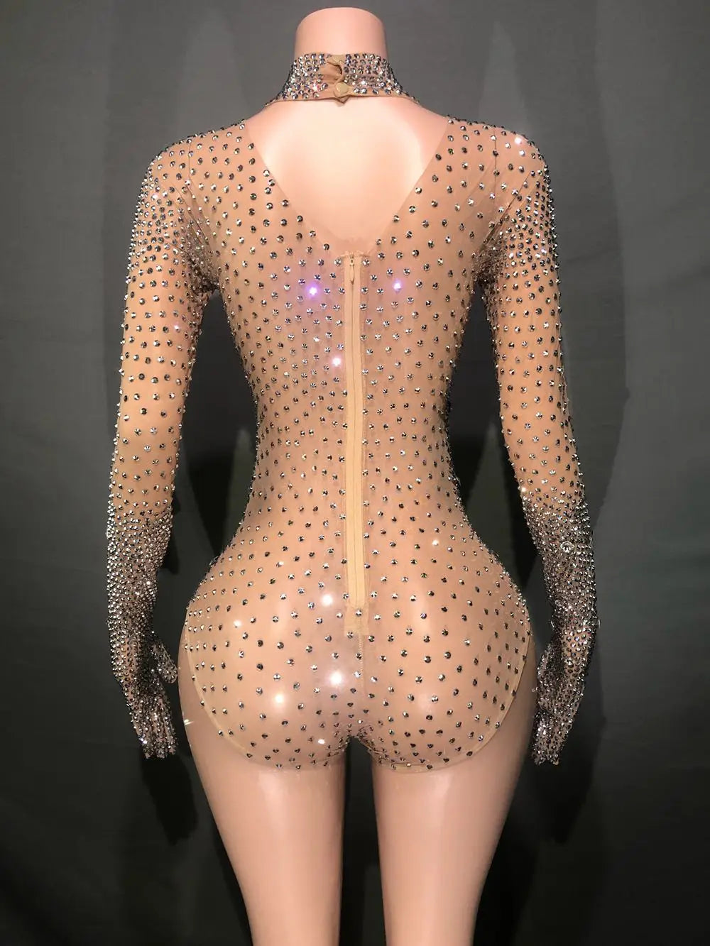 Luxurious Rhinestones Leotard Pants Women Evening Prom Party Birthday Outfit Sexy Mesh Dance Costume Crystal Bodysuit Stage Wear