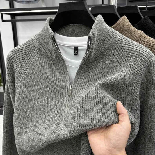 Men's Sweater Half Zipper Winter Thick Korean Edition Casual Loose Stand Up Collar Undercover
