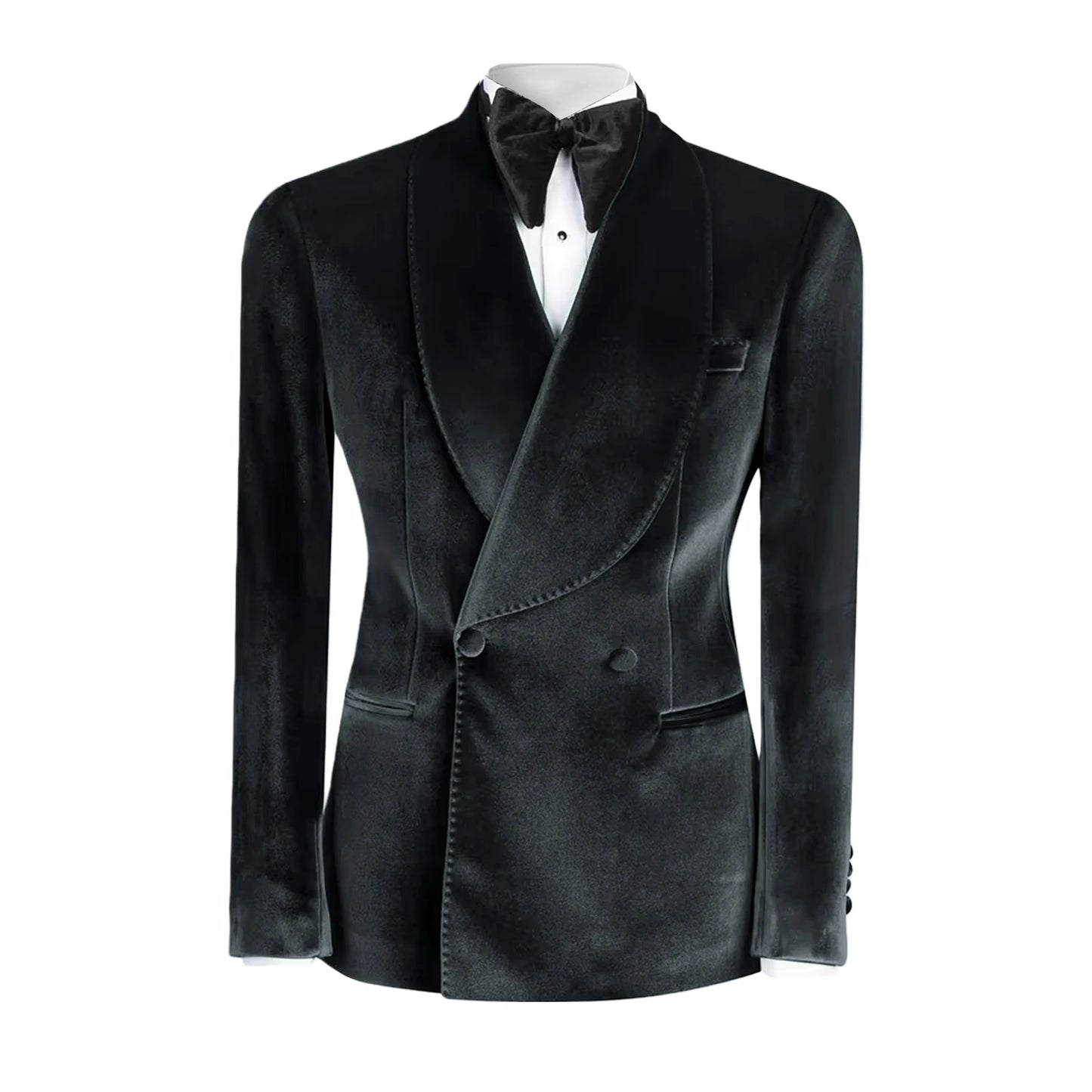 Formal Velvet Men's Suits Blazer Double Breasted Jacket 1 Piece Elegant Slim Fit Male Clothing Wedding Men Business Casual Coats