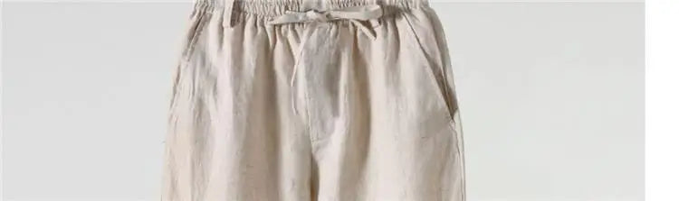 Solid Color Linen Pants Men's Loose Cotton Linen Casual 9 Points Pants Spring Summer Home Straight Soft Comfortable Trousers