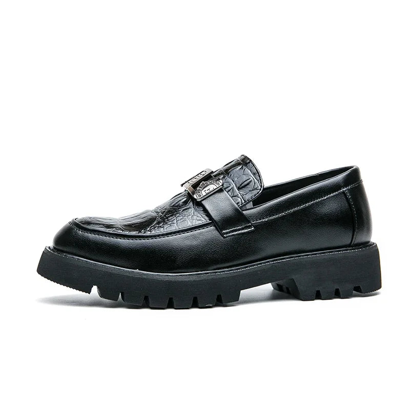 Mens Loafers Party Business Thick Soled Men Leather Shoes Dress Platform Shoes Comfortable Fashion New Casual Shoes for Men