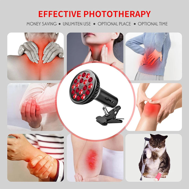Lâmpada de terapia de luz vermelha para rosto 54W 660nm e 850nm Dispositivo de terapia de luz infravermelha para alívio de dores musculares e articulares Ferramentas para a saúde da pele