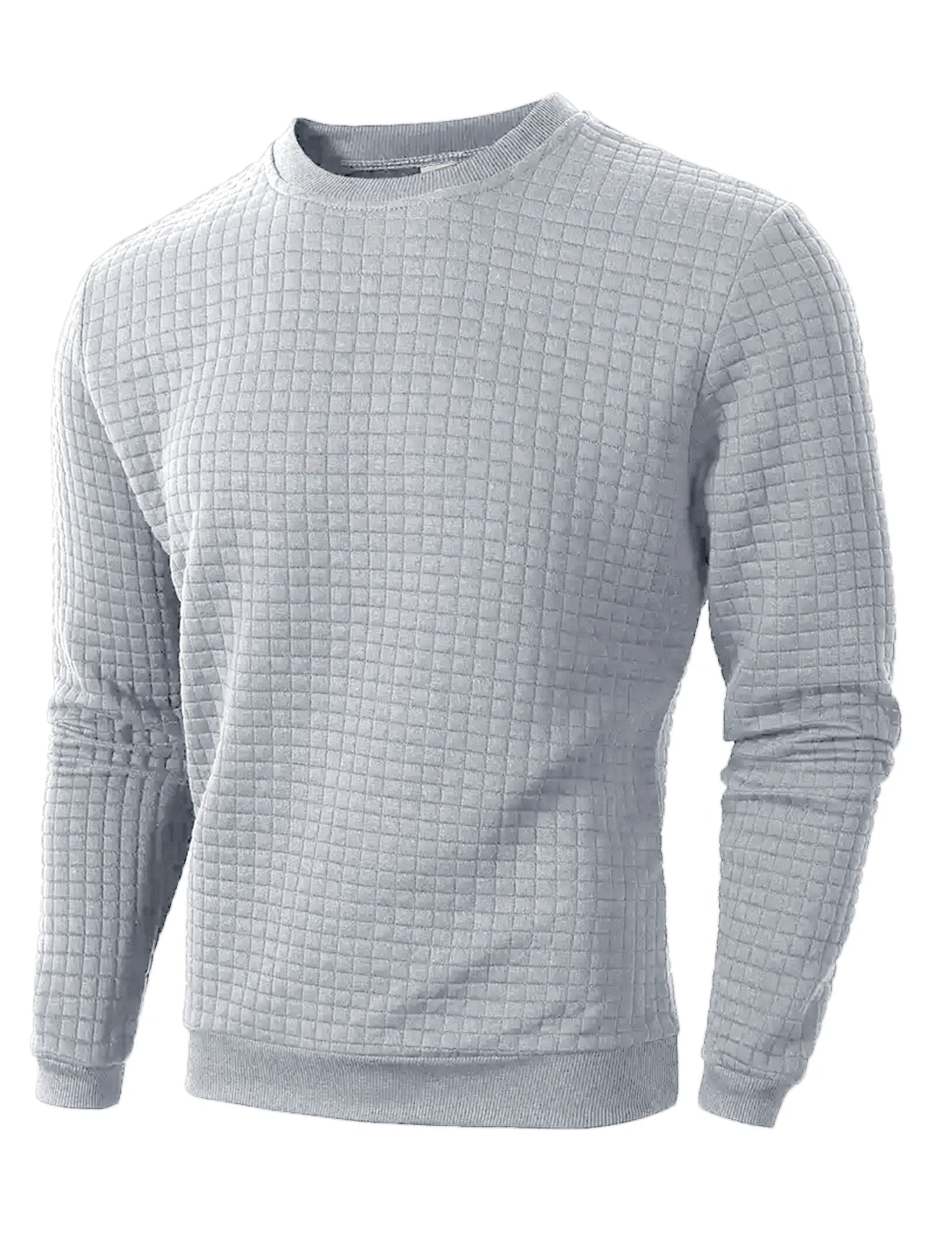 Autumn Men's Crew Neck Pullover Solid Color Casual Jacquard Check Sweatshirt Long Sleeve Warm Slim Sweaters Knitted Streetwear
