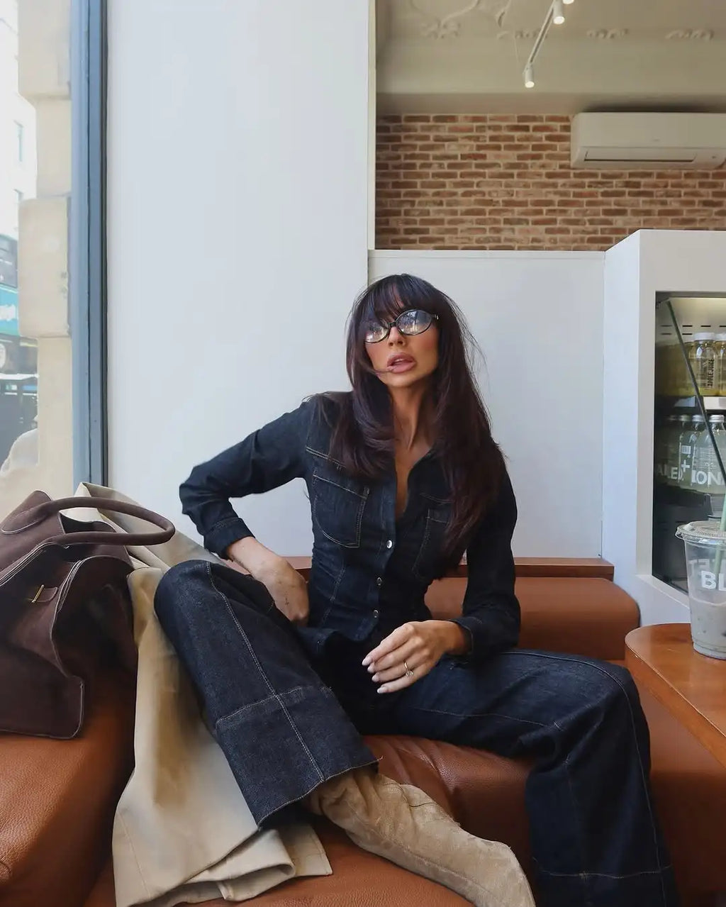 Women Fashion Denim Solid Top High Waist Pants Suits Casual Single Breasted Lapel Neck Shirts Pant Set Spring Lady Street Wear