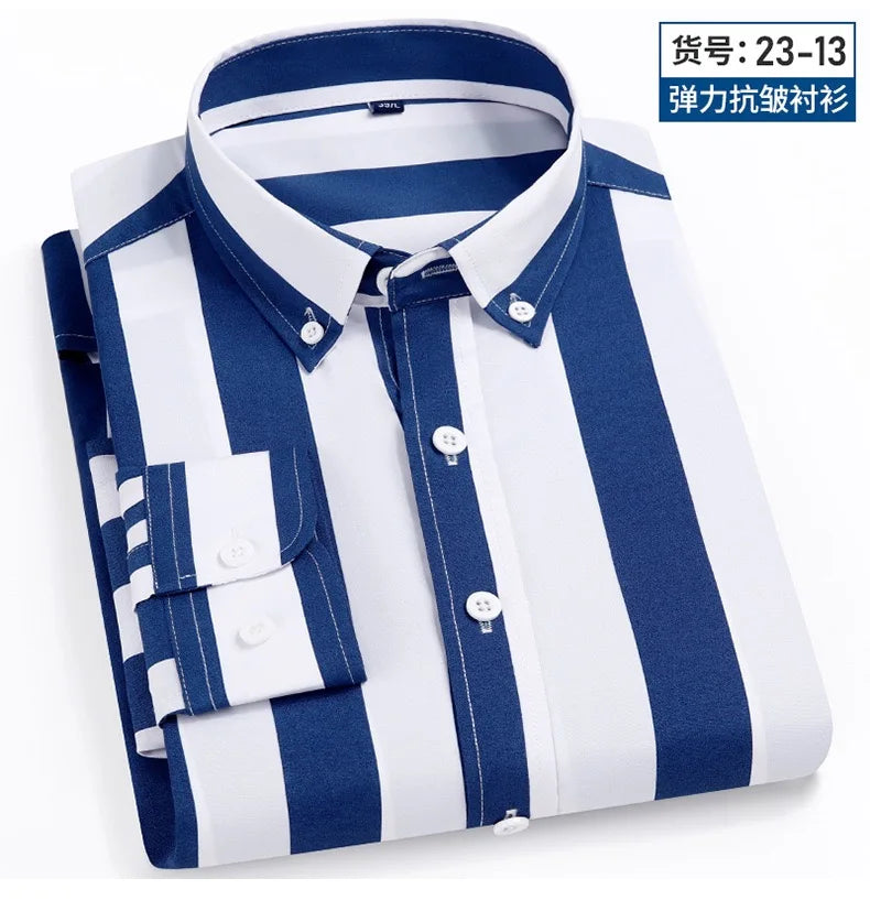 Camisa Social Masculina Listrada Manga Longa – Estilo Business Casual Elegante