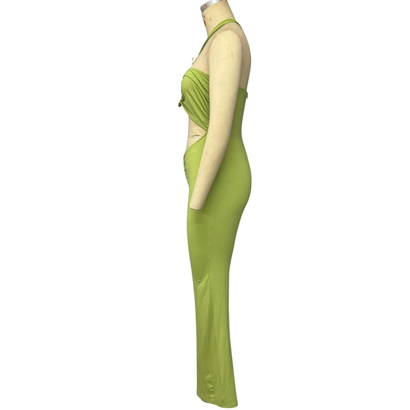 Wefads Macacão Feminino de Verão Sexy Moda Sólida Sem Mangas Irregular Oco Costas Sem Costas Cintura Fina Macacão Slim