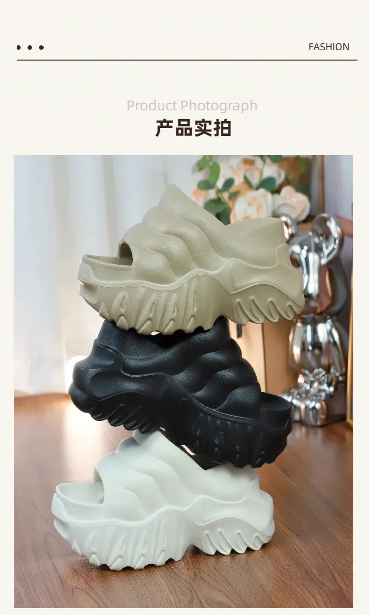 Women 10cm Increased Wedges Slippers 2024 Summer Breathable Casual Platform Slides Shoes for Women Light Slip on Female Sandals