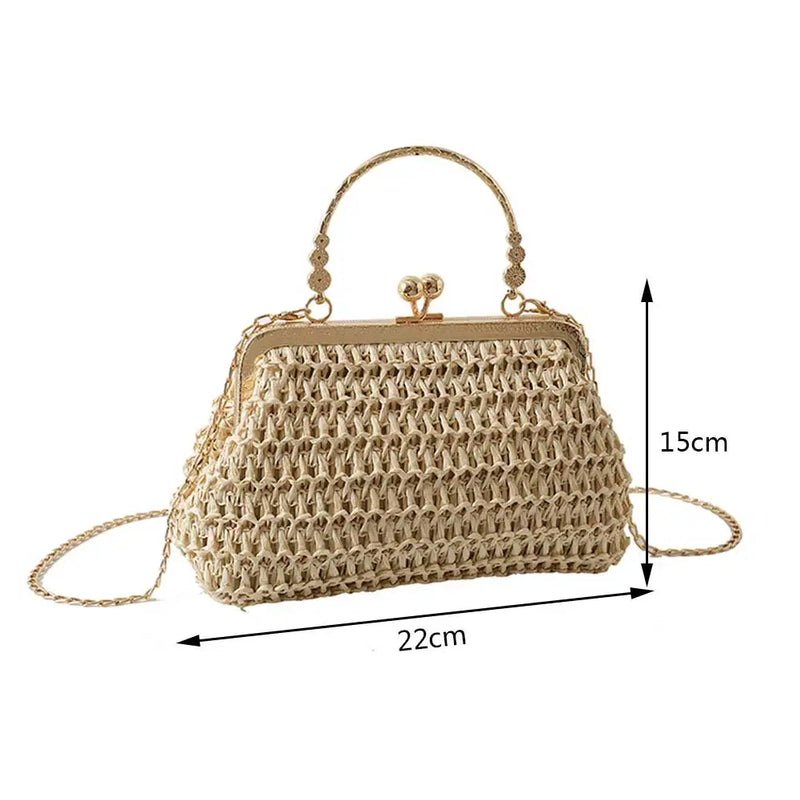 Designer Bolsa de Praia Hobo Corrente Bolsa Crossbody Bolsas de Palha Tecido Corrente de Pedra Pequena Bolsa Balde