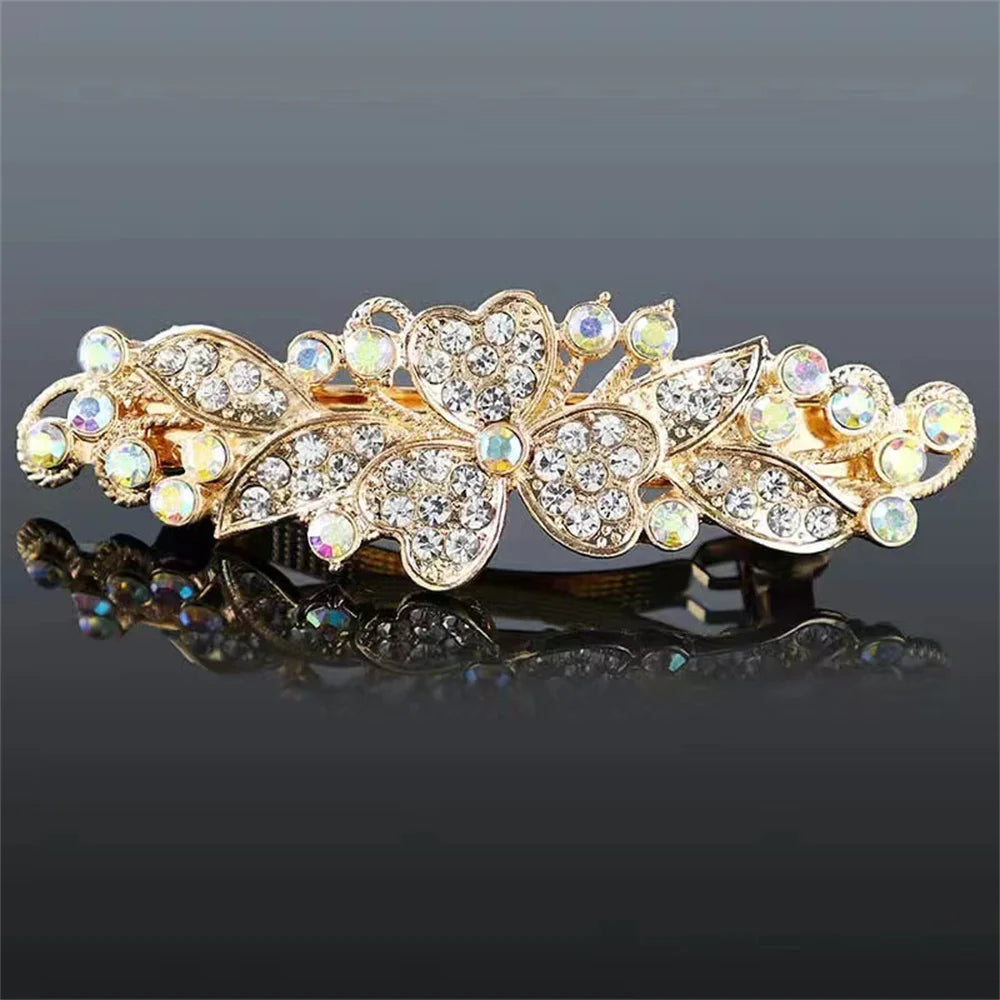 Korean Shiny Rhinestone Hair Clip for Girls Women Fashion Sweet Exquisite Pearl Flower Hairpin Hair Claw Hair Accessories