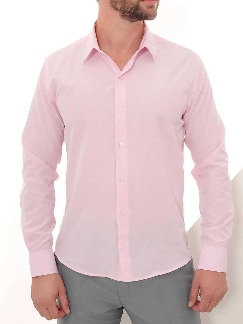 Pink Slim Long Sleeve Social Shirt