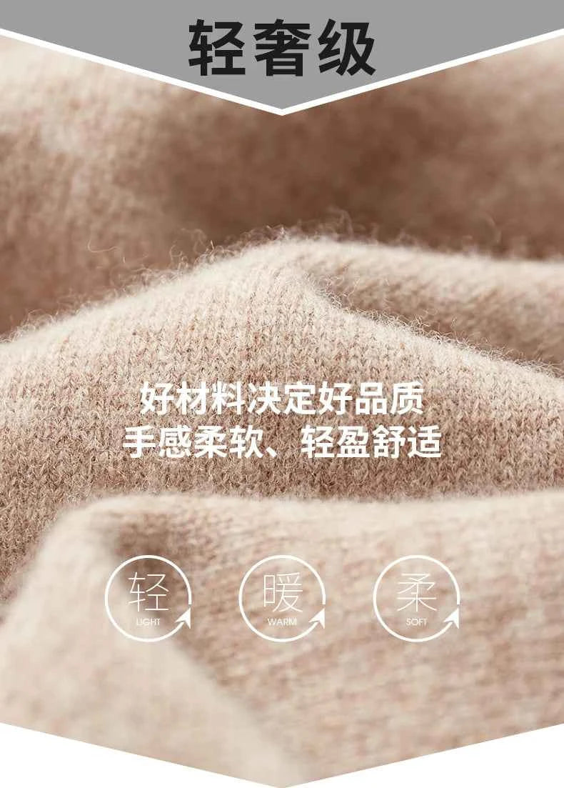 100% Pure Wool Cashmere Sweater Men's Half Turtleneck Pullover Casual Fashion Thickening Top Knitting Sweater